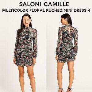 Saloni Camille Multicolor Floral Ruched Mini Dress 4